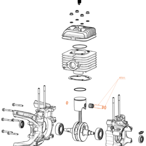 AT011 Axe de piston Ø 12mm et bagues de blocage d'axe (Jeu de 2)