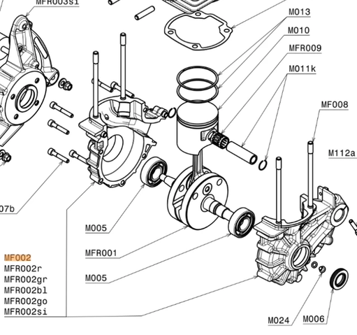 MF002 | Engine carter block, Ergal 7075, orange