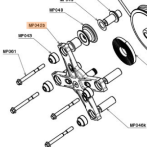 MP042b | Starter structure with assembled Antivibration mounts, Central pin M8 and seeger MY25