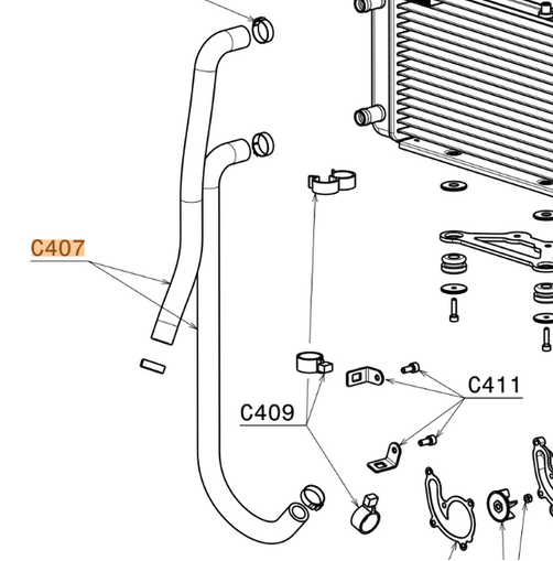 C407 | Delivery and return pipes for radiator with Fixing clamps - Image 2